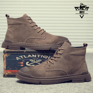 Mens Martin Boots Summer Casual High-Top Shoes Breathable Leather Mid-Calf Short Boots Retro Workwear Style round Toe Rubber Sole