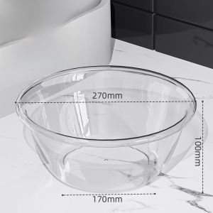 อ่างล้างหน้าพลาสติกโปร่งใส ทรงกลม ความลึกเพิ่มขึ้น อ่างล้างเท้า อ่างล้างผัก อ่างล้างของใช้ในครัวเรือน อ่างล้างหน้าขนาดใหญ่และเล็ก