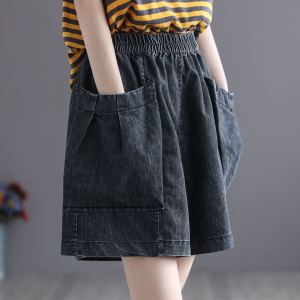 Retro Artistic Summer New Embroidered Five-Point Loose Womens Jeans Health Ring Fashionable Casual Comfortable Denim Pants