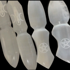 SI Selenite Goodness of Earth Carved Ritual Knife Cleansing Energy
