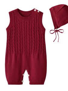 Korean Style Baby Knitted Cotton Romper Spring Autumn Sleeveless Bib Overalls Adorable Toddler Outfit 0-1 Year Old Kids