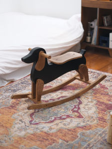 Retro Wooden Horse Rocking Chair for Adults And Children Living Room Home Use Dog Single Person Toy Gift Assembly Required