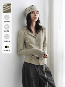 plus Size Womens Long Sleeve Knitted T-Shirt Slim Fit Turn-down Collar Open Cardigan Autumn New Style Comfortable Breathable Cotton Blend