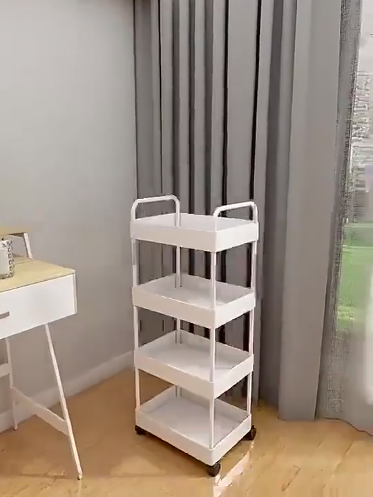 Rolling Multi-Tier Storage Cart Mobile Shelf Organizer with Wheels for Kitchen Bathroom Home