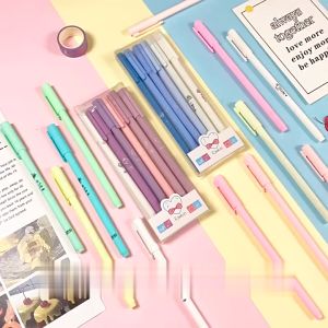 FH-A48 Pulpen Gel 6IN1 Motif Polos Warna Pastel Gaya Korea / Alat Tulis Pena Cair / Pena Rainbow
