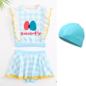 ชุดว่ายน้ำเด็กแบบแยกชิ้นสำหรับเด็กหญิงชุดว่ายน้ำใส่แช่น้ำพุร้อนสไตล์ตะวันตกสำหรับเด็กหญิงเด็กวัยกลางและวัยโตแบบกระโปรงเจ้าหญิงน่ารัก