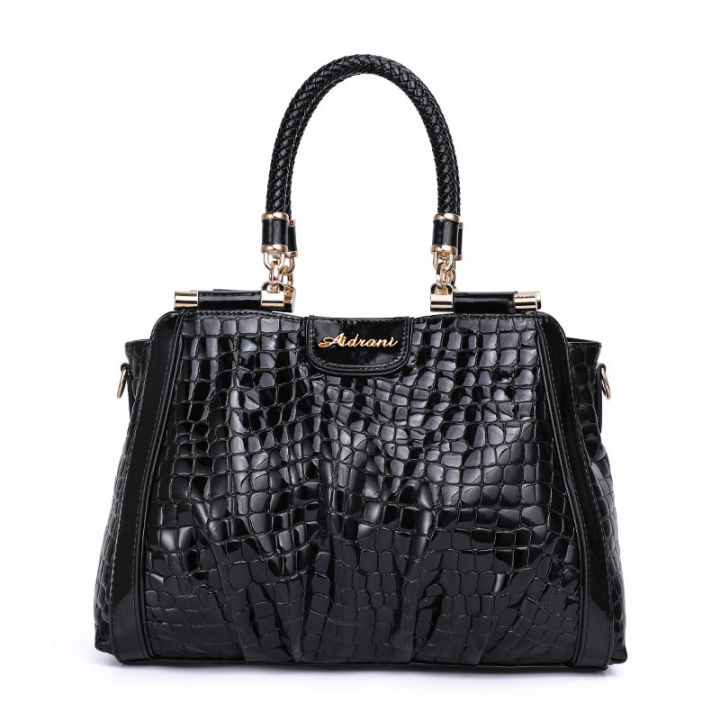 Aidrani   New Women's Crocodile Pattern Lacquer Leather Handbag High end Fashion Versatile Cowhide Commuter Bag