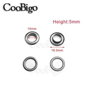 100sets Metal Eyelets Grommets Ring Kit for Clothes Shoe Repair Bag Leather Craft Sewing Scrapbooking Accessory Black Colored