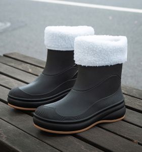 Giày Đi Mưa Nữ Mùa Thu Đông Chống Thấm Nước Đế Cao Su Ngắn Đến Giữa Bắp Chân Mềm Mại Thoải Mái Thường Ngày