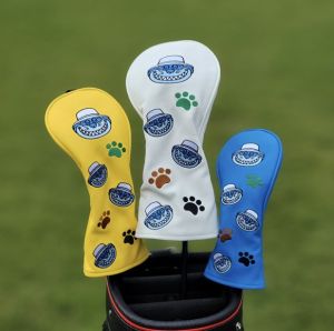 Cat Golf Club #1 #3 #5 Wood Headcovers Driver Fairway Woods Cover PU Leather Head Covers