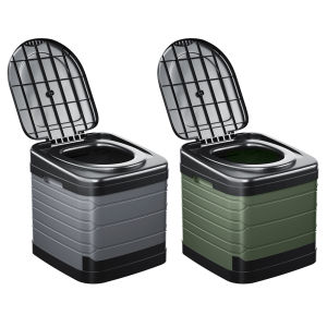 ถังขยะฝาชักโครกอเนกประสงค์แบบพกพาพับได้และพับเก็บได้ใช้ซ้ำได้ทำความสะอาดง่ายสำหรับการตั้งแคมป์ด้วยตนเองเดินทาง