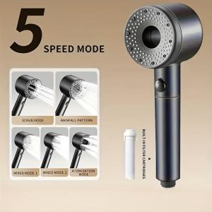 5 Modes Large Flow Shower Head Adjustable One Key Stop Bathroom High-pressure Water-saving Shower Mixer Nozzle Shower Nozzle Set