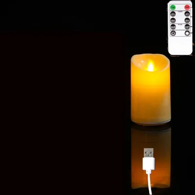 1 or 3 Pieces USB Charge Remote Control LED Decorative Moving Wick Candles10/12.5/15 cm Rechargeable Dancing Church Candles