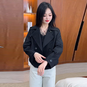 Casual Short Womens Windbreaker Double Breasted Fashionable Spring 2025 Slimming Compact Versatile Stylish Outerwear