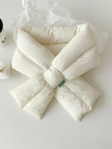 Giant Heattech Cross Scarf Female New Arrival Down Cotton Small Scarf Fall and Winter K-style Minimalist Easiest for Match Thickened Decoration Neck Protection