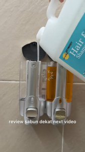 AKIRO Malaysia Single Double Head Liquid Soap Dispenser Wall-mounted Bathroom Liquid Container 350ml Bathroom Soap Shampoo Box Sanitizer Dispenser Lotion Liquid Pump 21