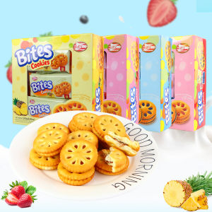 Boxiang 250G Exclusive Blueberry Jam Sandwich Cookie Pineapple Strawberry Flavor Crispy Cake Internet Celebrity Girls Afternoon Tea
