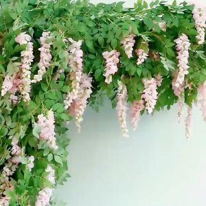 12 pcs/110M Artificial Wisteria Vine Ratta Hanging Garland Silk Flowers String Home Party Wedding Decor wedding