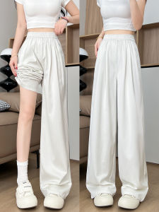 YAYANGREN | White Slim Fit Wide Leg Loose Jeans with Elastic Waist