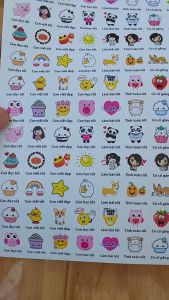 Sticker khen chữ HÌNH DÂU TÂY 40k 5 tờ A4 x 129 Stick - Mã A443