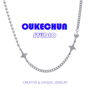 OUKECHUN สร้อยคอครอสไททาเนียมสำหรับผู้หญิง ไม่ซีดจาง สร้อยคอสเวตเตอร์แบบเรียบง่าย แฟชั่นฮิปฮอป เครื่องประดับแฟชั่น