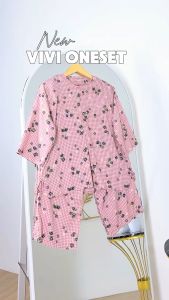 Vivi Oneset Motif Rayon Lengan 3/4 Busui Friendly