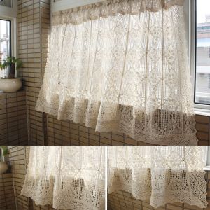 American Style Cotton Linen Coffee Curtain Half Blind Window Treatments Hooks Included Door Curtain Kitchen Curtain Head