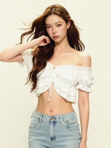 Bill Boom Spicy Girl Pure Desire Lace Trim White One Shoulder Two-Way Wearable Tube Top Women Summer Sweet Style Short Length