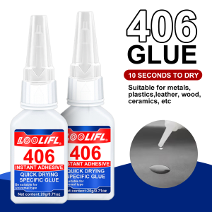 LOOLIFL 5PCS 20g 406 Super Glue Instant Quick-Drying Cyanoacrylate Adhesive Leather Rubber Wood Metal Strong DIY Home Repair