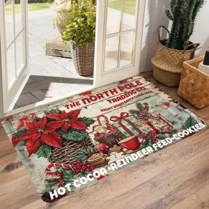 VIKAMA Giáng Sinh Vui Vẻ Thảm Chùi Chân Mềm Mại Ấm Cúng Hấp Thụ Âm Thanh Polyester Lối Vào Hội Trường Phòng Tắm Thảm Trang Trí Nhà Chống Trơn Trượt Chống Phai Màu