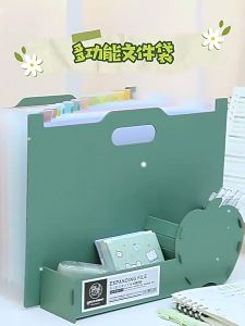 13 Pockets Expanding File Folder with Pen Holder A4 Accordian Box Paper/Document/Receipt Folder Organizer