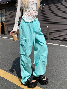 Quick Dry American Style Work Trousers for Women Spring Autumn Colorful Loose Umbrella Soldier Sunscreen Sports Casual Pants