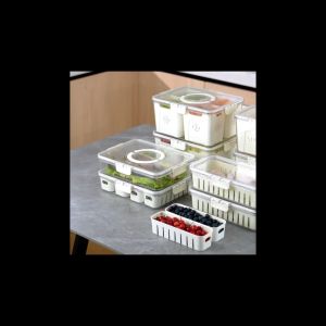 Myelement Food Storage Containers Stackable Refrigerator Organizer Bins with Lids with Removable Compartment