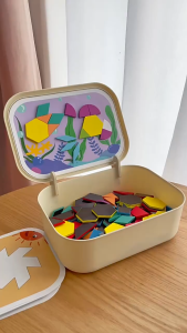 บล็อกเรขาคณิต แถมกล่องเก็บของ แม่เหล็กแรงมาก มีวิธีเล่นที่หลากหลาย ของเล่นเสริมพัฒนาการ ของเล่นเด็ก