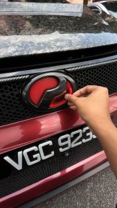 PERODUA MYVI G3 2018 - 2022 Front Rear Steering Night Reflective 3M 3D 2-Tone Red Black Epoxy Logo Emblem Sticker