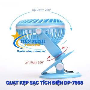 Quạt Sạc Kẹp DP-7608 3 chế độ (Gió yếu/ Gió trung bình/ Gió mạnh)