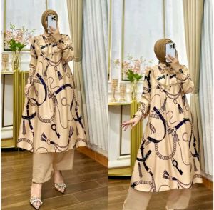 MELISA LONGSET TUNIK RAYON PREMIUM MIX CRINKLE MOTIF TERBARU KEKINIAN ALLSIZE
