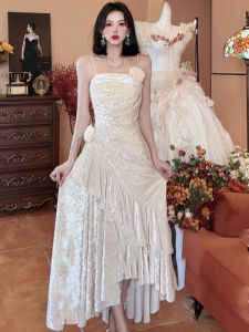 เรียบหรู กํามะหยี่ ชุดเดรสออกงานกลางคืน สไตล์เลดี้ฝรั่งเศสไหล่เดียว สายคล้อง ยาว กระโปรง มี เอว ในและไม่สมมาตรสําหรับ ฤดูใบไม้ร่วง ฤดูหนาว