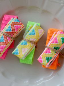 Cottontime Neon Color Block 2.5cm Embroidered Lace Hanfu Ethnic Style Accessories Fabric Home Sewing DIY Supplies