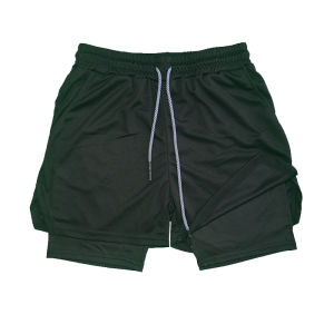 Mens Double Layer Fitness Shorts Drawstring Mesh Lining Elastic Waist Breathable Quick Dry to Beach Pool Summer Male