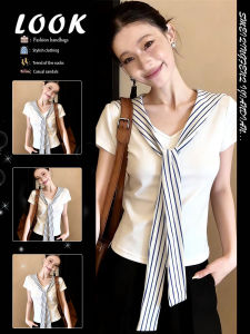 Stylish V-Neck Short Fitted T-shirt
