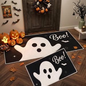 VIKAMA 1/2pcs Halloween Kitchen Floor Mat Non Slip Dirt Resistant Hallway Doormat Entrance Home Decor