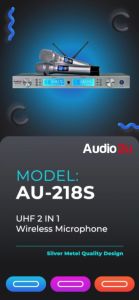 Audio2U AU-218S UHF 2IN1 Wireless Vocal Microphone 150 Meters Long Distance