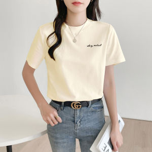 Gray Loose Short Sleeve T-Shirt High Collar Half Sleeve Regular Fit Student Top Spring Summer New Arrival Casual Cotton Blend