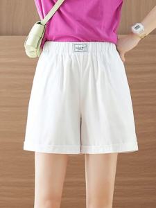 Cool Breathable Pure Cotton High Waist Wide Leg Short Pants Womens Thin Elastic Large Size Meat Concealing Slimming A-Line Pants