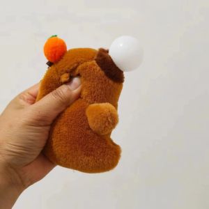 Cute Stuffed Animals Plush Capybara Keychain 12cm Cartoon Simulation Capybara Pendant Snot-Pulling Cute School Bag Pendant