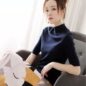 Clearance High-end European Semi-high Collar Top
