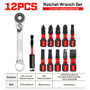 Geinxurn 1/4-inch Ratchet Socket Set with Electroplated Socket 1/4" Hex Mini Socket Ratchet for DIY