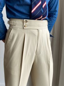 White High Waisted Straight Leg Easy Care Business Italian Style Trousers