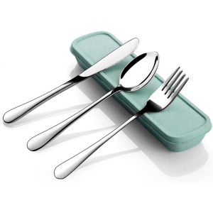 Cutlery Set 3 Piece Stainless Steel Flatware Set Washable Reusable With Storage Box Food Grade Stainless Steel For Travel